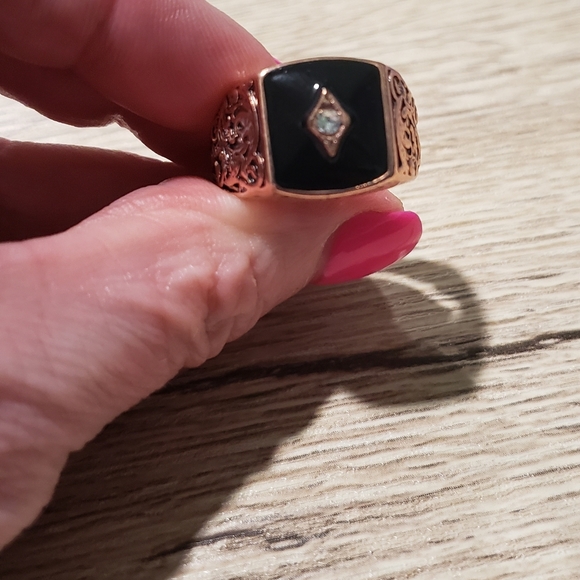 Men's 14k Rose Gold Plated White Sapphire ring - Picture 11 of 15